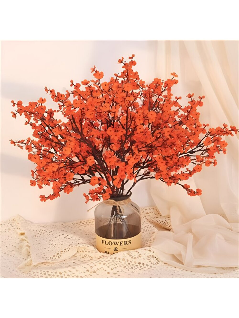 Fake Fall Flowers Real Touch Silk Flowers, 5Pcs Fall Orange Artificial